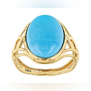Blue Turquoise 18K YG/Sterling Silver Ring